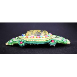 Bijou cheveux en soutache bohème chic vert