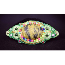 Bijou cheveux en soutache bohème chic vert