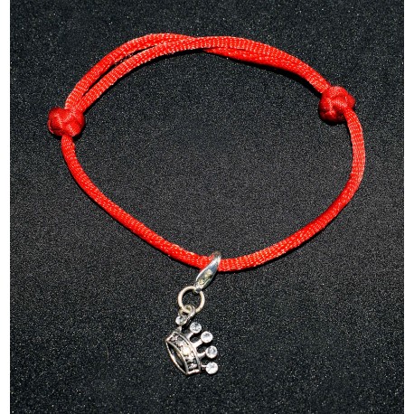 Bracelet noeuds chinois boules simples et breloque couronne