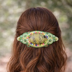 Bijou cheveux en soutache bohème chic vert