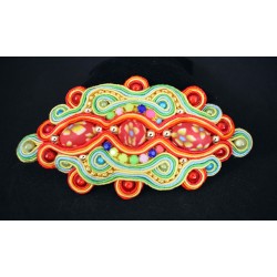 Bijou cheveux en soutache bohème chic rouge