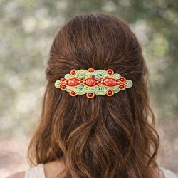 Bijou cheveux en soutache bohème chic rouge