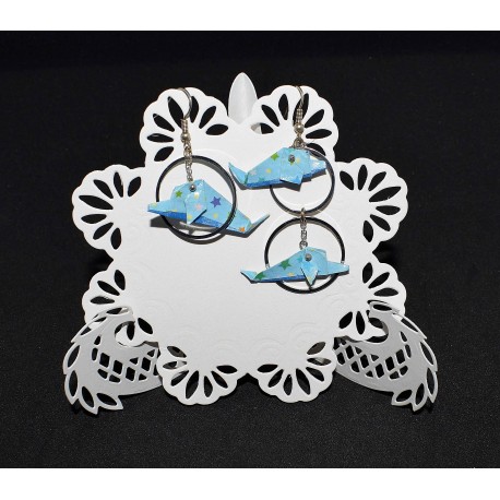 Boucles d'oreille en origami "dauphins"