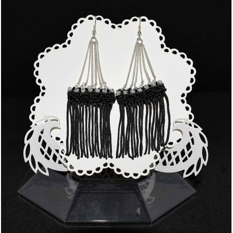 Boucles d'oreille aux galons à frange et strass